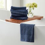 Great Bay Home Blue Hand Towels - 100% Featherspun Cotton 6 Pack 26x16 Hand Towel Set - Ultra-Soft, Lightweight, & Quick-Drying Towels for Bathroom Decor (Midnight Blue)