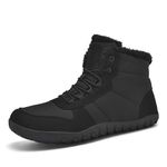 FOGOIN Winter Boots Mens Fur Lined Winter Shoes Warm Ankle Boot for Outdoor Walking 12UK,Black