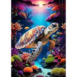 MEIYUDA Diamond Painting Art Sea Turtle, 5D Diamond Painting Kits for Adults Kids Wall Art, Diamond Painting Kit DIY Gem Art Crystal Art Cross Stitch for Home Wall Decor 30x40cm