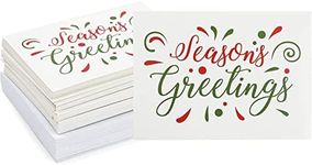 48 Pack of Christmas Winter Holiday Family Greeting Cards - “Season’s Greetings" Red Green Design - Boxed with 48 Count White Envelopes Included - 4.5 x 6.25 Inches