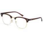 Blue Light Glasses for Men and Women Computer Glasses Gaming Glasses Blue Light Blocking Eye Strain Release (Matte Brown/Golden Rim)