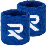 Raquex Cotton Wristbands - Soft cotton stretchy material. 8cm or 13cm widths. Sports sweat bands for men and women. 7 colour options. (Blue, Pair Wristbands)