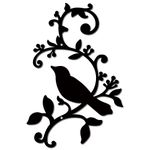 CREATCABIN Metal Bird Wall Decor Birds on The Branch Art Iron Wall Signs Hanging Metal Ornament Sculpture Leaves for Balcony Garden Home Living Room Decoration Outdoor Indoor Gifts Black 11.8x7.8Inch