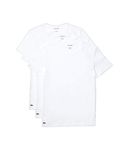 Lacoste Men's Essentials 3 Pack 100% Cotton Slim Fit Crewneck T-Shirts, White, X-Small