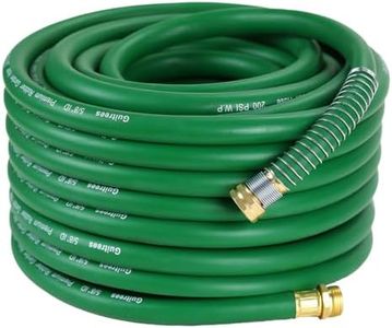 Guitrees 75FT 5/8 Heavy-Duty Rubber Garden Hose - 200psi Working, 1000psi Burst - Hot/Cold Water - Five-Layered Braiding for Durability - Versatile for Gardening, Agriculture, Construction(Green)