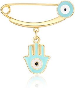 MANVEN Hamsa Evil Eye Stroller Pin Nazar Lucky Protection Baby Girl Boy Clothes Brooch Diaper Bag Pin