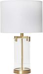 Creative Co-Op Modern Transparent Bubble Glass and Metal Table Lamp, Brushed Gold