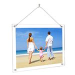NIUBEE Clear Acrylic Wall Mounted Picture Frame B3 Size, 14x20 Inch Beveled Desktop Frameless Plexiglass Photo Photography Display with Included Hanging Hardware