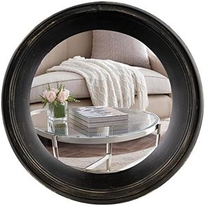 SeekElegant 12 Inch Round Wall Mirror, Black Round Convex Mirror, Small Circle Mirror with Metal Frame, Rustic Decorative Wall Mounted Mirror for Entryway, Bedroom, Living Room