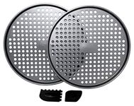 PreOkupied 2-Pack of 31 cm Perforated Pizza Pans, Dark Grey Carbon Steel with Nonstick Coating, Including 2 Black Pan Scrapers