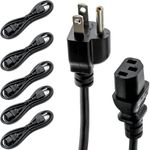 UL Approved 6 Feet Universal Computer Monitor Power Cord, C13 Power Cable for Monitor, PC, Desktop, Printer, Scanner 18 AWG GA NEMA 5-15P to IEC13 (5 Pack)