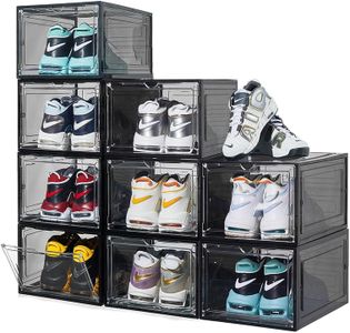 9 Pack X-Large Shoe Box, Thicken&Sturdy Shoe Storage Box with Clear Magnetic Door, Stackable Shoe Organizer with Solid Plastic, Drop Front Shoe Rack for Sneaker Display Fit up to US Size 12 (Black)