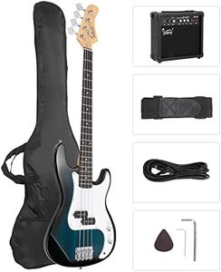 GLARRY Full Size Electric Bass Guitar with 20W AMP, 4 String Beginner Starter Kit with Accessories including Cable, Strap, Bag for Kids and Adults (Dark blue)