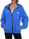 OSTOO Women's Running Cycling Lightweight Rain Jacket Waterproof with Hood Hiking Wind Breakers Pullover, Blue a, Large