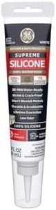 GE Supreme 100% Silicone 30 Min. Water-Ready caulk, 2.8 oz tube, White