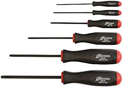 Bondhus 74686 Set of 6 Balldriver Screwdrivers with ProHold Tip, ProGuard Finish, sizes 1.5-5mm