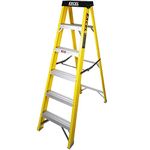 Excel Electricians Fibreglass Step Ladder 5 Tread EN131 - Heavy Duty 5 Treads ladder, foldable ladder, folding step ladder, lightweight step ladder, fibreglass step ladder