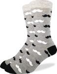 Good Luck Sock Men's Mustache Socks, Gray, Big & Tall