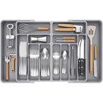 Lifewit Extra Large Cutlery Drawer Organiser, Expandable to 36 Inches Utensil Tray for Kitchen, Adjustable Silverware and Flatware Holder, Compact Plastic Storage for Spoons Forks Knives, Grey