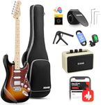 Donner Electric Guitar, DST-152S 39" Electric Guitar Kit HSS Pickup Coil Split, Guitar Starter Pack for Adult Beginners with Amp, Bag, Accessories, Sunburst