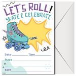Skating Birthday Invitations for Girls with Envelopes - (Pack of 20) - Roller Skating Invitations for Girls, Boys, Children and More. Roller Skate Party Supplies. Fill In Style.