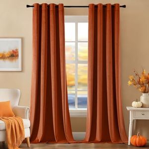 EMEMA Fall Curtains for Living Room Velvet Terracotta Curtains 84 Inch Length 2 Panels Set Room Darkening Boho Curtains Grommet Thermal Insulated Drapes Window Curtains W52 x L84