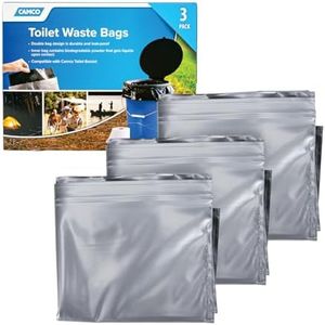 Camco Toilet Waste Bags - Durable Double Bag Design is Leak-Proof - Inner Bag Gels Any Liquid - Great for Camping, Hiking and Hunting and More - 3 Pack (41547)
