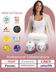 Momcozy M5 Wearable Smart Breast Pump, APP-Controlled, 24mm, 2-Pack, Cozy Red