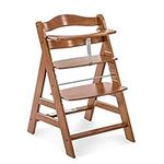 Hauck Alpha+ Wooden Highchair, Walnut - FSC Sustainable Certified Beechwood, 6 Months to Adult, Toddler Feeding and Entertainment Chair