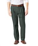 Dockers Men's Classic Fit Signature Lux Cotton Stretch Pants-Pleated (Regular and Big & Tall), Olive Grove, 32W x 30L