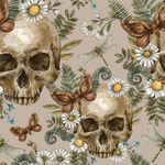 VEELIKE Skulls Fern Floral Peel and Stick Wallpaper Vintage Gothic Wallpaper Art Decor for Bedroom Bathroom Dollhouse 17.7''x118'' Removable Renter Friendly Skulls Wallpaper Contact Paper for Walls