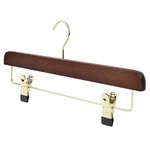 The Hanger Store 10 Dark 'Walnut' Wooden Trouser, Skirt Hangers With Clips, Coat Clothes Hangers