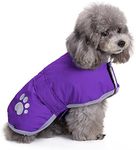 Queenmore Dog Winter Coat, Cold Weather Fleece Jacket for Dogs, Waterproof Reflective Reversible, for Small, Medium and Large Dogs (Purple, XS)