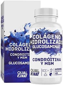 Colágeno Hidrolizado Glucosaminat - Suplemento Contra el Envejecimiento - Formato de 120 Comprimidos - Con Glucosamina, Condroitina, MSM y Ácido Hialurónico - Fortalece las Articulaciones-QUALNAT
