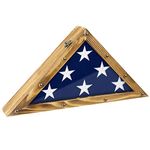 J JACKCUBE DESIGN Rustic Wood Military Flag Display Case for American Veterans Memorial, Burial, Funeral Flag Frame Triangle Shadow Box (Fits 3" x 5" Folded Flag)- MK900B