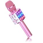 BONAOK Magic Sing Karaoke Microphone, Bluetooth Microphone Karaoke Kids, 4 in 1 Sing Microphone, Wireless Bluetooth Karaoke Microphone for Home Party, Compatible with iPhone/Android (Light Pinkcolor)