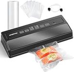 GERYON Vacuum Sealer, Automatic Food Sealer Machine with Dry & Moist Modes, Starter Kit Included (Bags&Roll), Easy to Clean, LED Indicator, Compact Design, Black