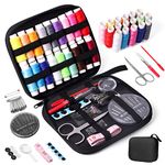 JUNING Sewing Kit with Case Portable Sewing Supplies for Home Traveler, Adults, Beginner, Emergency, Kids Contains Thread, Scissors, Needles, Measure