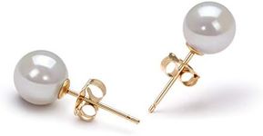 White 6-7mm AA Quality Japanese Akoya 14K White Gold Cultured Pearl Earring Pair