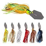 HiCOZZIE 6 Pieces,Baits Spinner Swim Flipping Bladed Jigs,Chatter Fish Bait for Salmon Pike Trout Swing Trailers