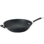 Circulon 87381 Symmetry Hard Anodized Nonstick Stir Fry/Wok Pan with Helper Handle, Stainless Steel, Black