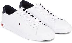 Tommy Hilfiger Men Essential Leather Detail Vulcanised Trainers, White (White), 42 EU