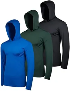 3 Pack: Men’s Big and Tall Quick Dry Fit Wicking Long Sleeve Fishing Active Athletic Hoodie Hooded T Shirt Workout Running Fitness Gym Sports Casual Sweatshirt UPF 50 Outdoor Hiking- Set 4, 5X Tall