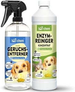 bio-chem Geruchsentferner Set | Hunde-Spray 750 ml + Enzymreiniger Konzentrat 1L | Mikrobiologisch & effektiv | Gegen Tiergeruch auf Textilien & Oberflächen