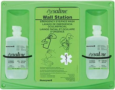 Honeywell 16 oz. (473 ml) Double Bottle Sterile Saline Eye Wash Wall Station (Trilingual, Includes 2 Full Bottles)