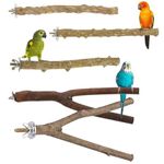 Omevett 5 Pcs Bird Perches Natural Wood Parrot Perch Stand Set Budgie Perches for Cage Bird Cage Perches for Parrotlets Cockatiels Budgies Parakeets