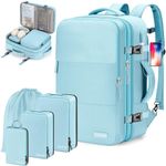 Carry on Backpack, Extra Large Travel Backpack Expandable Airplane Approved Weekender Bag for Men and Women, Water Resistant Lightweight Daypack (Blue (Backpack With 4 Packing Cubes))