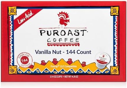 Puroast Low Acid Coffee Vanilla Nut 144 Count Single Serve compatible with Keurig Brewers