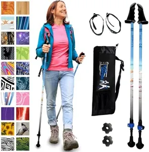 York Nordic Motivator Walking Poles for Balance and Rehab - Patented Stability Grips - Lightweight, Adjustable, and Collapsible - 2 Pieces Adjustable w/flip Locks - Heights 4'6" up to 6'2" - 230 lbs
