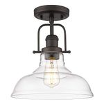 FEMILA Semi Flush Mount Ceiling Light, Farmhouse Close to Ceilight Lighting Fixture, Oil Rubbed Bronze Finish, Clear Glass Pendant Lamp Shade, 4FY09-F ORB